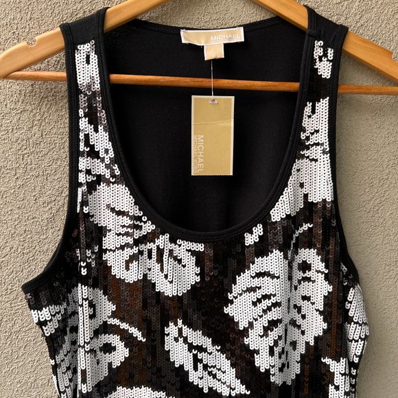 MICHAEL Michael Kors Leaf & Floral Sequin Modal Tank Top - Picture 3 of 6